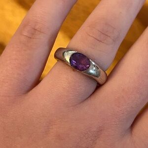 Zina Sterling Silver and Amethyst Signet Style Ring